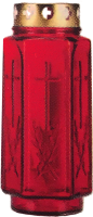 Glasgrabampel rot mit Kreuz